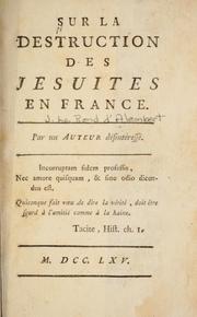 Cover of: Sur la destruction des Jesuites en France by Jean Le Rond d'Alembert