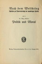 Cover of: Politik und Moral by Max Adler