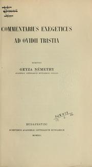 Cover of: Commentarius exegeticus ad Ovidii Tristia