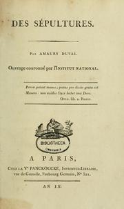 Cover of: Des sépultures by Amaury Duval