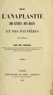 Cover of: De l'anaplastie des lèvres, des joues et des paupières (thèse de concours)