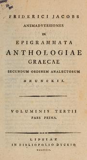 Cover of: Anthologia Graeca; sive, Poetarum graecorum lusus