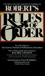 Cover of: Robert's Rules of order