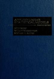 Cover of: Applied linear statistical models by John Neter