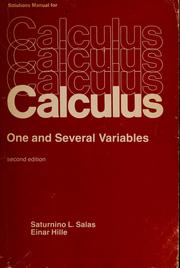 Cover of: Solutions manual for Calculus, one and several variables