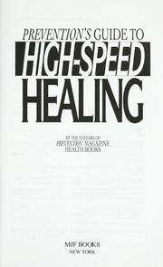 Cover of: Prevention's guide to high-speed healing