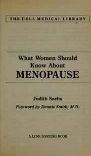Cover of: What women should know about menopause