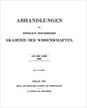 Cover of: Abhandlungen der Königlich preussischen Akademie der Wissenschaften aus dem Jahre 1907 by 