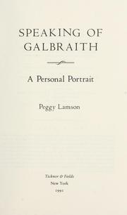 Cover of: Speaking of Galbraith by Peggy Lamson