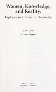 Cover of: Women, knowledge, and reality: explorations in feminist philosophy
