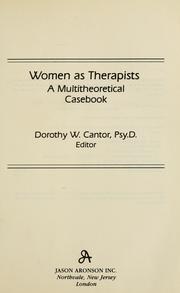 Cover of: Women as therapists | 