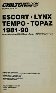 Cover of: Chilton Book Company repair manual.: covers all models of FORD Escort, Tempo, MERCURY Lynx, Topaz