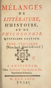 Cover of: Mêlanges de littérature, d'histoire, et de philosophie by Jean Le Rond d'Alembert