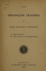 Cover of: The New-England tragedies