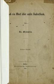 Cover of: Auch ein Wort über unser Judenthum