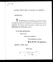 Cover of: Lettre circulaire au clergé du diocèse: yáyant des preuves suffisantes que N.S.P. le pape n'est plus en captivité ..