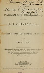 Cover of: Actes du Parlement du Canada relatifs a la loi criminelle ...