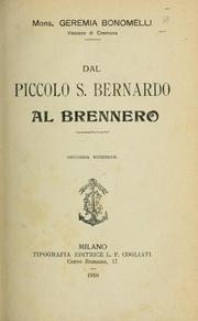 Cover of: Dal Piccolo S. Bernardo al Brennero by Geremia Bonomelli