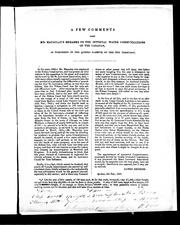 Cover of: A few comments upon Mr. Macaulay's remarks on the internal water communications of the Canadas: as published in the Quebec gazette of the 8th February