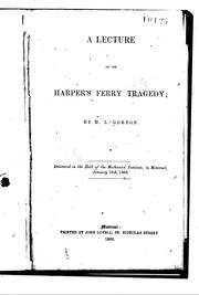 Cover of: A lecture on the Harper's Ferry tragedy