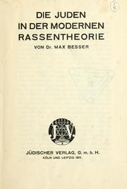 Cover of: Die Juden in der modernen Rassentheorie