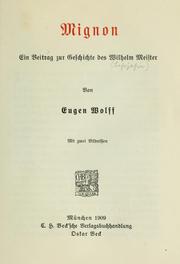 Cover of: Mignon: ein Beitrag zur Geschichte des Wilhelm Meister