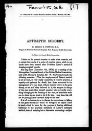 Cover of: Antiseptic surgery