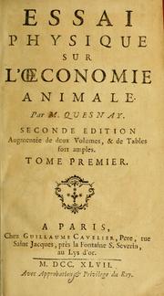 Cover of: Essai physique sur l'œconomie animale