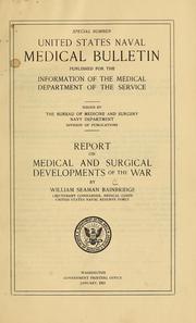 Cover of: Report on medical and surgical developments of the war