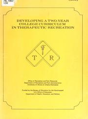 Cover of: Developing a two-year college curriculum in therapeutic recreation