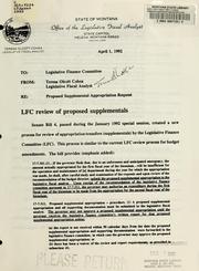 Cover of: Proposed supplemental appropriation request: LFC review of proposed supplementals