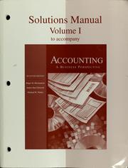 Cover of: Solutions manual ... to accompany Accounting a business perspective, seventh edition