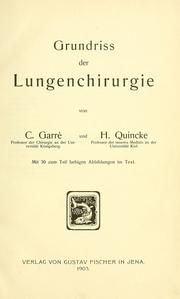Cover of: Grundriss der Lungenchirurgie