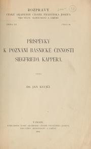 Cover of: Příspěvky k poznání básnické činnosti Siegfrieda Kappera