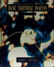 Cover of: Basic statistical analysis by Richard C. Sprinthall