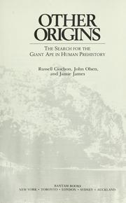 Cover of: Other origins: the search for the giant ape in human prehistory