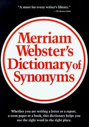 Cover of: Merriam Webster's Dictionary of Synonyms: A Dictionary of Discriminated Synonyms With Antonyms and Analogous and Contrasted Words (Dictionary)