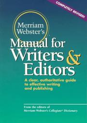 Cover of: Merriam-Webster's manual for writers and editors.