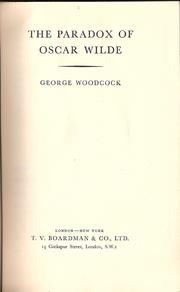 Cover of: The paradox of Oscar Wilde by George Woodcock