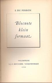Cover of: Blocnote klein formaat by E. du Perron
