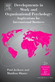 Cover of: Developments in Work and Organizational Psychology, Volume 20 by 