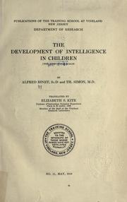 Cover of: The Development of Intelligence in Children by Alfred Binet