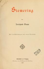 Cover of: Siemering by Berthold Daun