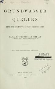 Cover of: Grundwasser und quellen: eine hydrogeologie des untergrundes