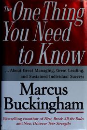 Cover of: The one thing you need to know by Marcus Buckingham
