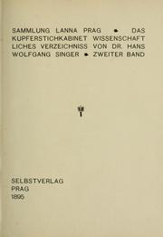 Cover of: Sammlung Lanna, Prag: das Kupferstichkabinet, wissenschaftliches Verzeichniss