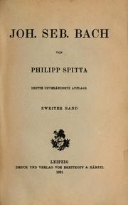 Cover of: Joh. Seb. Bach by Philipp Spitta