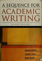 Cover of: A sequence for academic writing