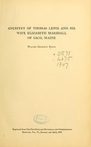 Cover of: Ancestry of Thomas Lewis and his wife