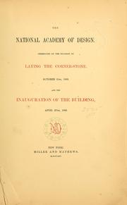 Cover of: Ceremonies on the occasion of laying the corner-stone, October 21st, 1863: and the inauguration of the building, April 27th, 1865